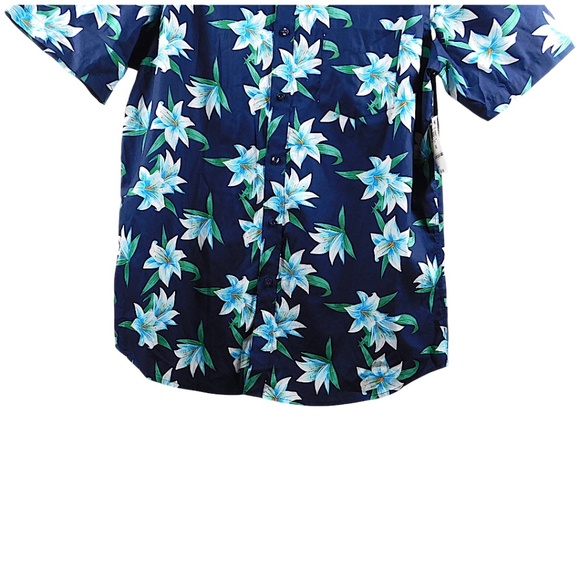Club Room Men’s Hawaiian Floral Button-Down Shirt Navy Blue Size XL - Picture 4 of 9
